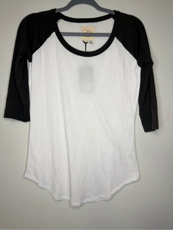 Chaser Tops - NWT Chaser Brand White Body Union Black Raglan 3/4 Sleeve Tee Size M